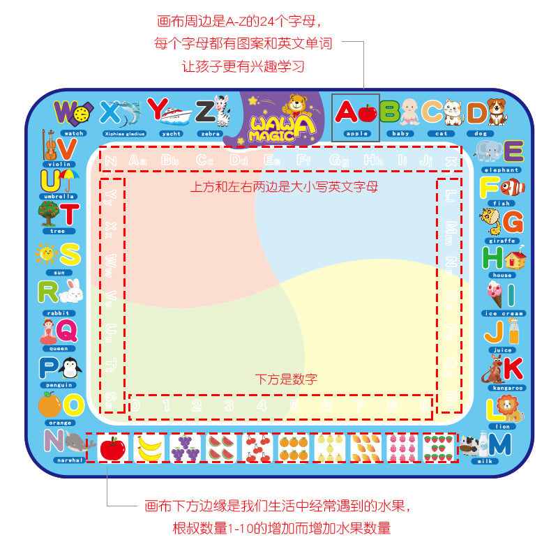 Amazon cross-border children's water canvas magical oversized water canvas painting pad writing board graffiti puzzle children's painting